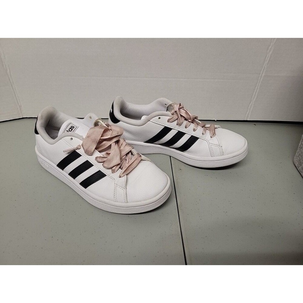 Adidas Shoes Womens 6 White Black Tri Stripe Grand Court Trainers F36483 SHELF